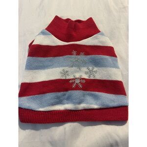Build a Bear Holiday Red Blue White Striped Snowflake Sweater For‎ Dog Y-67
